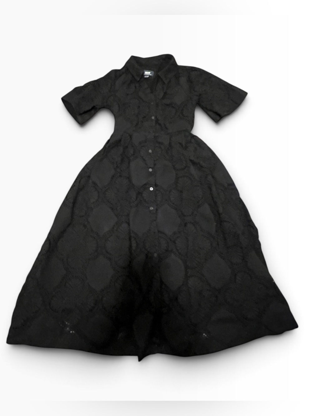 Maeve by Anthropologie Black Textured Midi Dress US 2